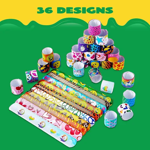 Miniatura 3 de JOYIN 60 piezas de pulseras de bofetada para niños, pulseras a granel con animales, amistad, corazón, recuerdos de fiesta, premios de aula