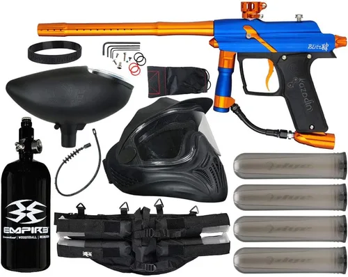 Miniatura 3 de Action Village Azodin Blitz - Kit de 4 pistolas de paintball Polvo púrpura con piezas verdes pulidas