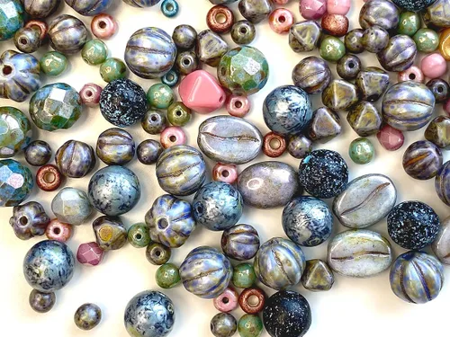 Miniatura 16 de 2.29 oz (65 g) Mezcla Exclusiva de Abalorios de Vidrio Checo Multicolor, Sueños de Ámbar, Abalorios de Vidrio Checo