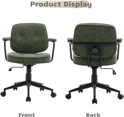 Miniatura 7 de HEAH-YO Juego de 1 sillas de escritorio modernas sin brazos, silla giratoria para computadora con ruedas y reposabrazos, silla de oficina ajustable