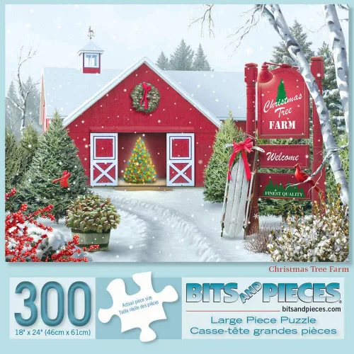 Bits and pieces – rompecabezas de 300 piezas para adultos – Granja de árboles de Navidad - Rompecabezas de nieve de invierno festivo por el artista