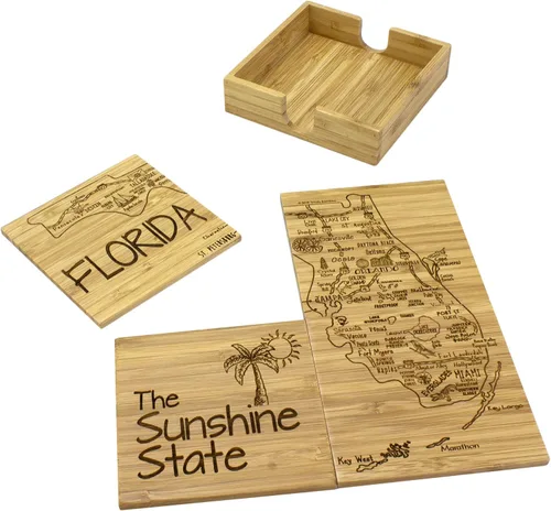 Miniatura 10 de Totally Bamboo California State Puzzle - Juego de posavasos de bambú de 4 piezas con estuche
