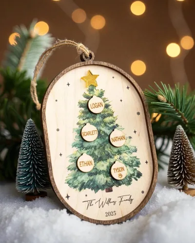 Miniatura 14 de Adornos de Navidad personalizados 2025 – Adornos personalizados de globo de nieve para familias de 2, 3, 4, 5, 6, 7, 8, 9 y 10 miembros, adorno