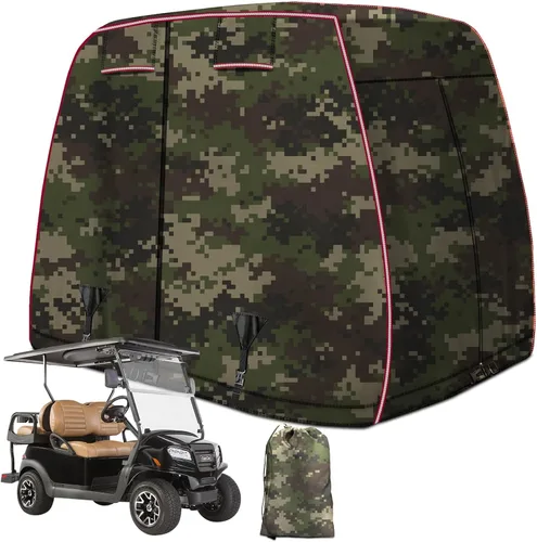 Miniatura 10 de Funda para carrito de golf de 2/4 pasajeros para EZGO, Club Car, Yamaha con tiras reflectantes, protección para todo tipo de clima, impermeable, a