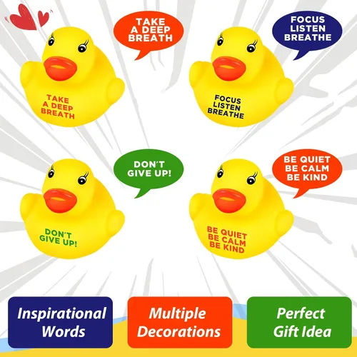 Miniatura 4 de Juego de 60 patos de goma inspiradores a granel, regalos de agradecimiento motivacionales y recuerdos de fiesta, recompensas de regreso a clases