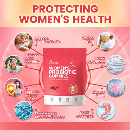 Miniatura 2 de VivoNu Probiótico vaginal para mujer, gomitas probióticas para mujeres, gomitas de equilibrio femenino, probióticos de arándano para la salud