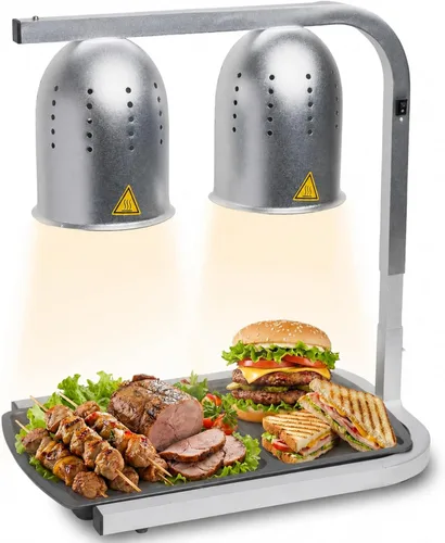 Miniatura 9 de SYBO DL2112 Lámpara de calor para alimentos de grado comercial, calentador de alimentos eléctrico portátil, 2 bombillas de 500W con soporte Negro
