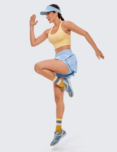 Miniatura 18 de CRZ YOGA Pantalones cortos de correr 2 en 1 para mujer, cintura alta, secado rápido, para atletismo, gimnasio, descanso, entrenamiento, lindas