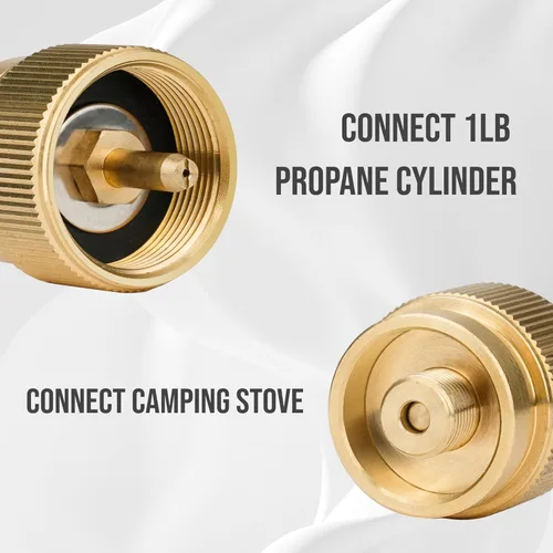 Miniatura 8 de Adaptador para estufa de campamento, paquete de 2, conector de conversión de gas de 1 libra, entrada de tanque pequeño de propano para exteriores