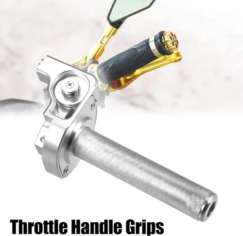 Miniatura 2 de X AUTOHAUX Manillar de tono plateado para manillar de 0.866 in, aleación de aluminio con cable de acelerador para motocross y motocicleta