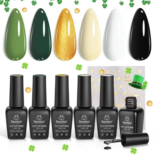 Miniatura 8 de Beetles Esmalte de uñas en gel de 6 colores, diseño de serpiente en verde oscuro, blanco, negro, dorado, esmalte de uñas en gel de invierno
