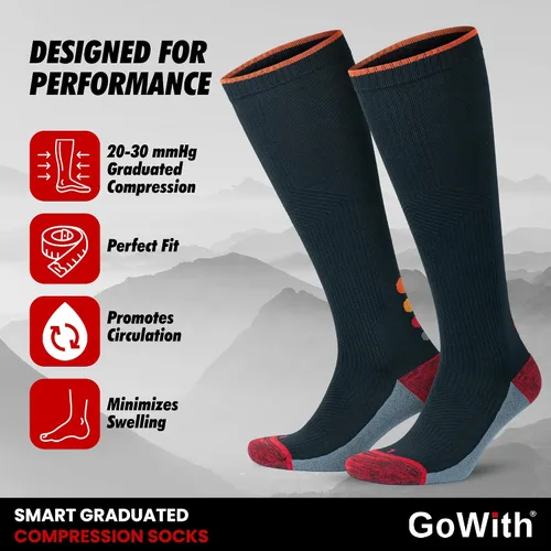 Miniatura 4 de GoWith Compression Socks for Men & Women, Cushioned 20-30 mmHg Graduated Compression Running Socks, Athletic Knee High Socks