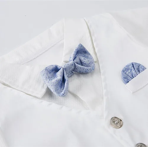 Miniatura 2 de Chaleco blanco para bebé, caballero, camisa blanca, corbatín, esmoquin, overol