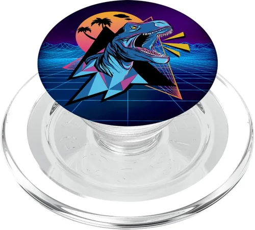 Miniatura 8 de Vaporwave Aesthetic Synthwave 80s 90s T Rex Dinosaur Gifts PopSockets Agarre y soporte para teléfonos y tabletas, Negro