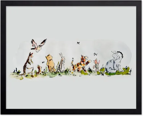 Miniatura 60 de Poster Master Póster de ilustración vintage, impresión de paisaje retro, regalo para bebé, niño, mapa de madera de 100 acres, oso, cerdo, animal