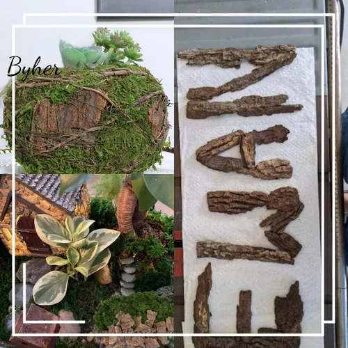 Miniatura 7 de BYHER Musgo Falso para Manualidades, Accesorios Surtidos de Corteza de Árbol para Jardín de Hadas, Musgo Verde para Decorar, Corteza de Árbol