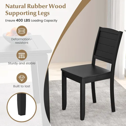 Miniatura 4 de Giantex Juego de 4 sillas de comedor de madera, sillas de cocina modernas con patas de madera de goma, respaldo curvo, silla de comedor de granja