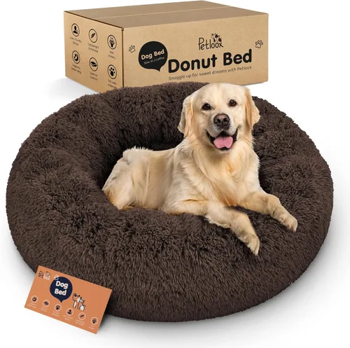Miniatura 23 de Cama para perros con forma de dona, comodidad prémium para aliviar la ansiedad, diseño esponjoso y calmante con soporte ultra afelpado, acogedora