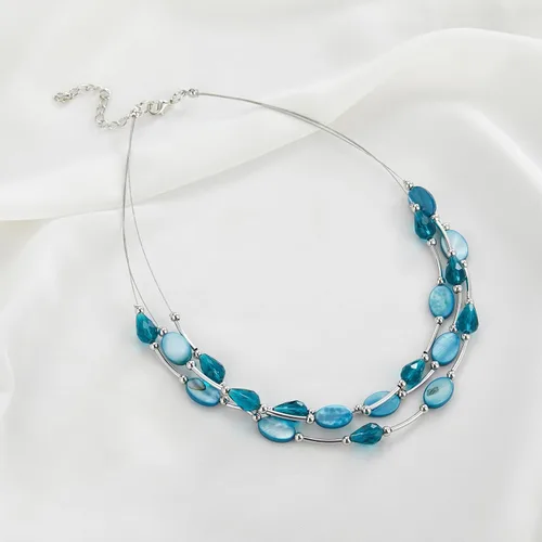 Miniatura 4 de Collar a capas con cristal para mujer, gargantilla con cadena de plata gruesa, regalo de cumpleaños para mujer