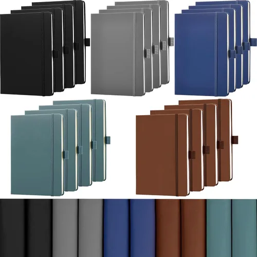 Laumoi Paquete de 20 cuadernos de bolsillo de 3.7 x 5.7 pulgadas, tapa dura, pequeños cuadernos de bolsillo con soporte para bolígrafo, diario marrón