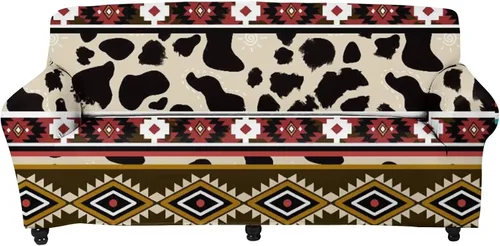 Miniatura 26 de Forchrinse Funda de sofá con estampado navajo africano para sofá de 1 cojín, funda elástica para sofá, protector de muebles para casa rural, hogar