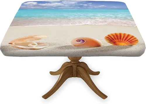 Miniatura 17 de Mantel cuadrado ajustable con estampado de girasoles, borde elástico, "You are My Sunshine", se adapta a 36x36 pulgadas, mantel de poliéster lavable