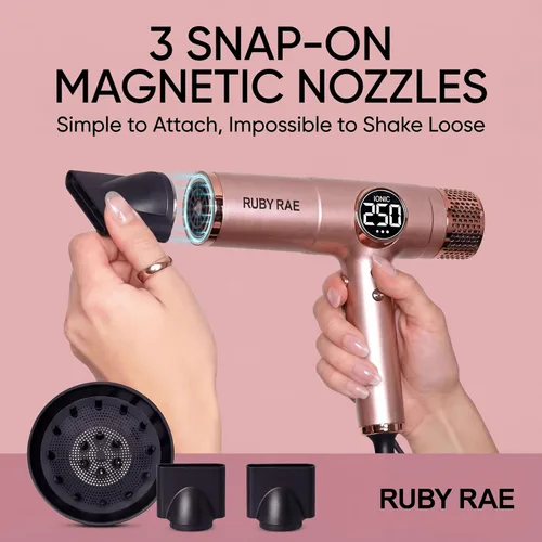 Miniatura 3 de RUBY RAE Secador de pelo Ionic de 2000 W, secador profesional de doble voltaje con difusor, diseño ligero, secado rápido, tecnología de bajo ruido