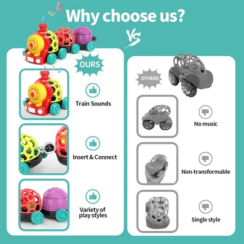 Miniatura 5 de MOONTOY Juguetes de Tren para Niños Pequeños de 1 Año, Regalo de Cumpleaños para Niño, Rellenos de Cesta de Pascua, Juguetes Musicales de Empujar