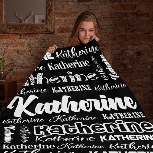 Miniatura 6 de Manta personalizada de bebé con nombre, manta personalizada con nombre para adultos, niños y familia (negro, 30 x 40 pulgadas)