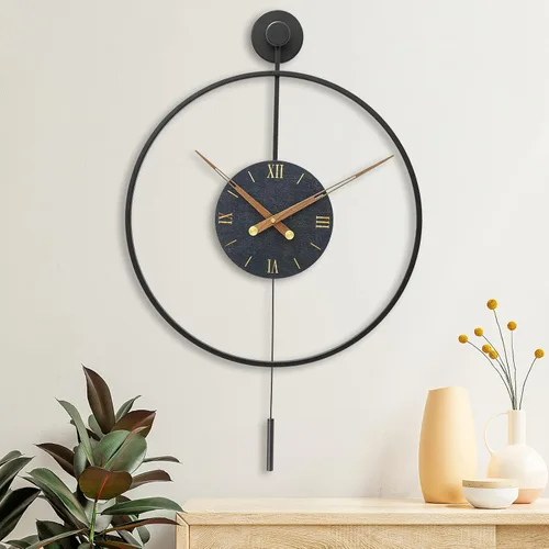 Reloj de Pared Grande Moderno, Relojes de Pared para Decoración de Sala de Estar, Esfera Minimalista de Metal Clásico con Números Romanos, Gran