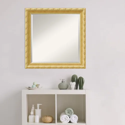Miniatura 6 de Amanti Art Espejo de baño dorado para sobre el fregadero, espejo cuadrado dorado Versalles de 24 x 24 pulgadas, marco de madera tradicional mediano