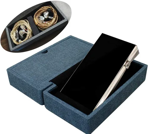 Miniatura 6 de Miter Funda de transporte para DAP + auriculares, hecha a mano Italia piel sintética rígida para 2 auriculares IEM + 1 reproductor de audio digital