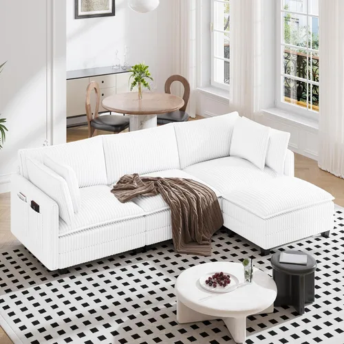Miniatura 12 de Vesgantti 74" Cloud Couch for Living Room, 2 Seaters Deep Seat Sectional Modular Sofa, Double Cushion Corduroy Small Sofas Living Room Couches for