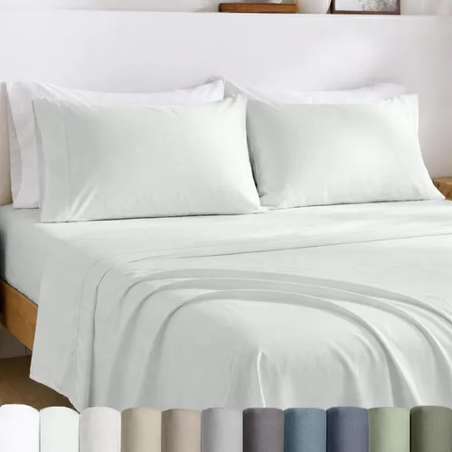 Miniatura 13 de California Design Den Juego de sábanas para cama King - Sábanas de percal de 100% algodón egipcio certificado, tamaño King con bolsillos profundos
