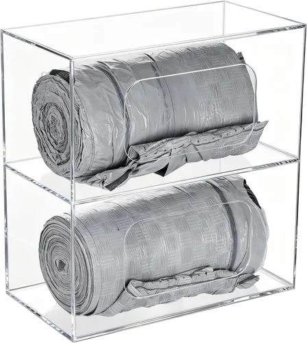 Miniatura 9 de SEANADO Dispensador de bolsa de basura extra grande con soporte para rollo y tapa - Caja de almacenamiento apilable de acrílico para montaje en Tapa