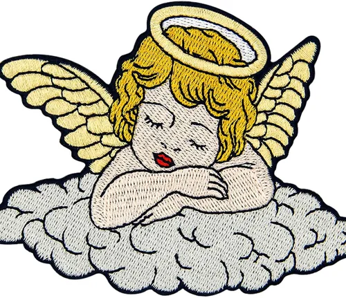 Miniatura 2 de ZEGINs Parche bordado de ángel dormido, insignia para planchar y coser