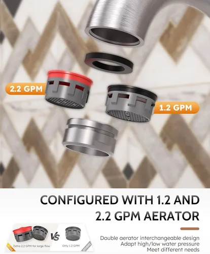 Miniatura 5 de WOWOW Grifo de Baño de 2 Manijas de 4 Pulgadas Centerset para Lavabo de Baño, Grifo Mezclador de Lavabo Sin Plomo con Tapón de Drenaje de Varilla A.