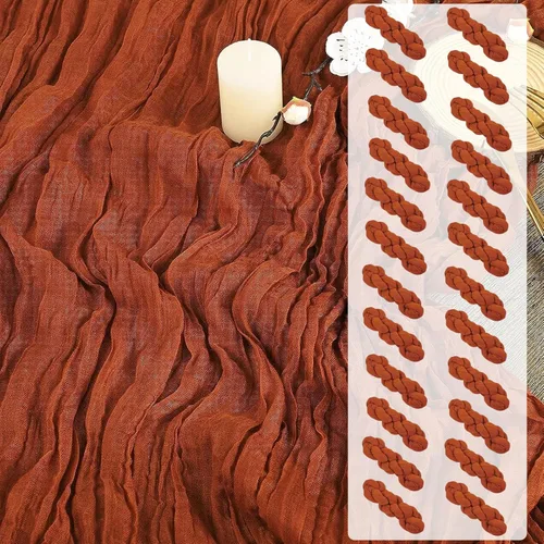 Miniatura 16 de Paquete de 12 caminos de mesa de estopilla, 35x120 pulgadas, caminos de mesa terracota, rústicos, naranja quemado, tela de queso, bóheme, gasa