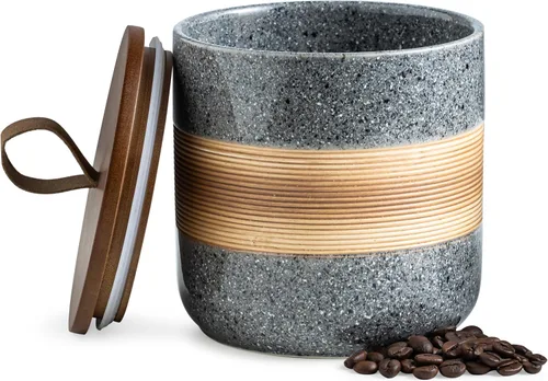 Miniatura 14 de Miamolo Tarro pequeño de cerámica con tapa, recipiente de café, recipiente de café, tarros de almacenamiento de alimentos para bolsa de té