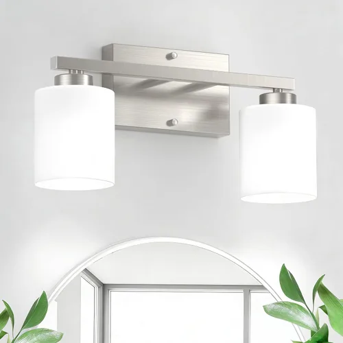 Miniatura 9 de Honesorn Luces Modernas de Tocador - 2 Luces Negras para Baño con Pantalla Esmerilada, E26 Montadas en Pared, Antioxidante