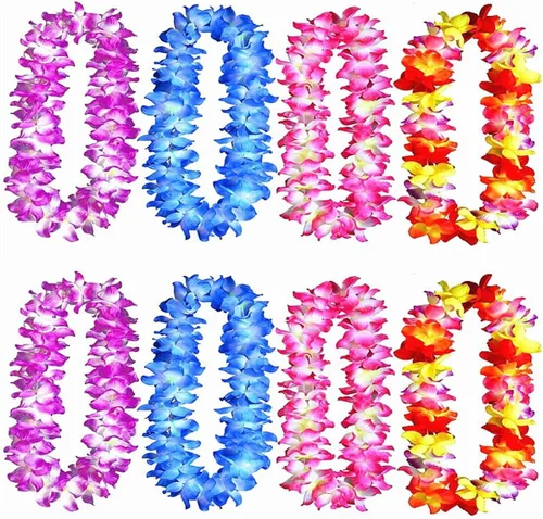 8 piezas de Leis hawaianas gruesas de 41 pulgadas, 4 colores para fiesta de graduación, fiesta de baile, accesorios de fotos en exteriores (8 piezas