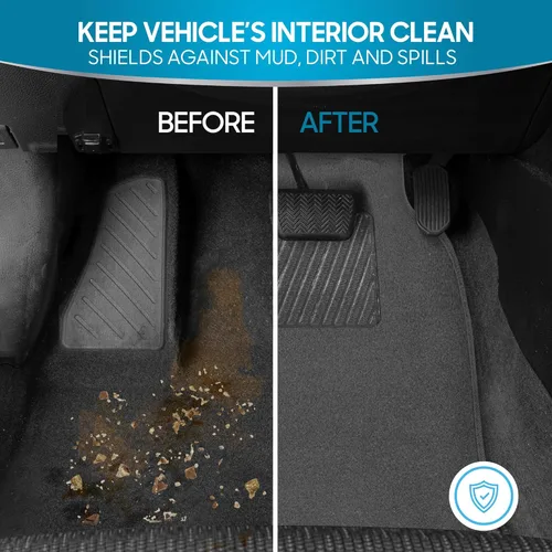Miniatura 4 de Juego premium de 4 piezas de alfombrillas de suelo de coche con almohadilla de seguridad de vinilo para coche, camión, SUV, cupé sedán, negro Carbón