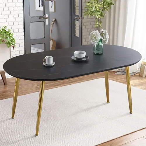 Miniatura 8 de Mesa de comedor redonda extensible de 70 pulgadas para 4 y 6 pulgadas, moderna mesa de comedor ovalada, mesa de comedor grande expandible