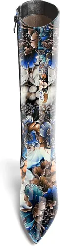 Miniatura 17 de AMBELIGHT Botas altas hasta la rodilla con cremallera y puntera puntiaguda para mujer, de patente sólida, tacón alto, 3.3 pulgadas