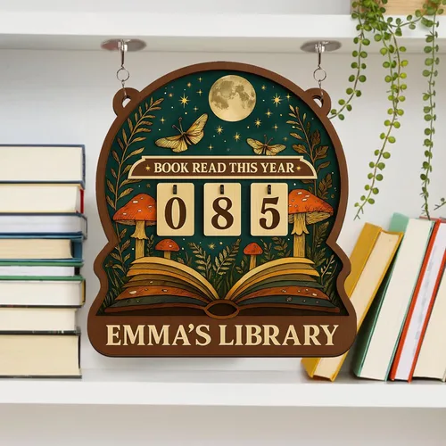 Miniatura 11 de Rastreador de Lectura de Libros Personalizado, Contador de Libros Leídos Este Año, Decoración de Biblioteca, Letrero de Seguimiento de Libros