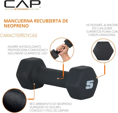 Miniatura 3 de CAP Barbell Neoprene Dumbbell Weights Pairs & Sets Black