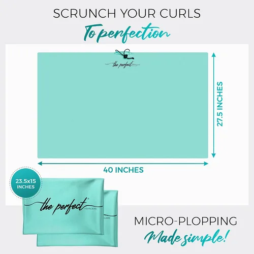 Miniatura 3 de THE PERFECT HAIRCARE Curly Hair Girls Juego de Toallas de Microfibra para Plopping - Envoltorio Anti-encrespamiento Sedoso y Suave para Secar