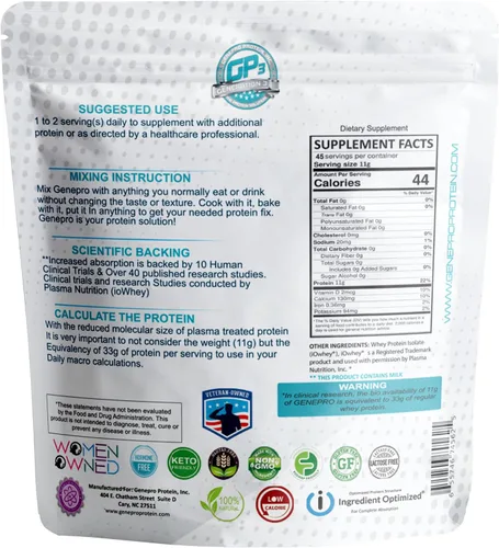 Miniatura 2 de Genepro - Proteína en polvo sin sabor – Nueva fórmula – Sin lactosa, sin gluten y sin OMG Suplemento aislado de suero sin OMG
