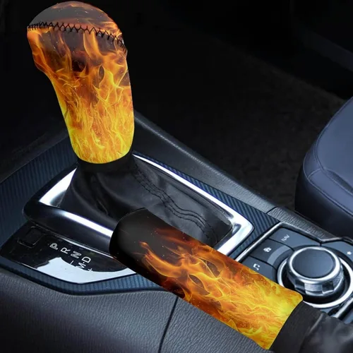 Miniatura 45 de Juego de 2 piezas set de accesorios interiores para coche, para las mujeres, hombres; cubierta de palanca de cambios/freno de mano, personalizada