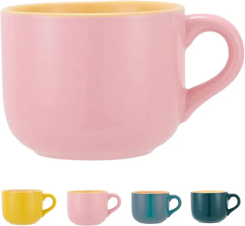 Miniatura 11 de TeenFighter Taza grande de porcelana de avena - 23 onzas (680mL) Taza de café ancha, taza para el desayuno y tazón de sopa, apta para microondas